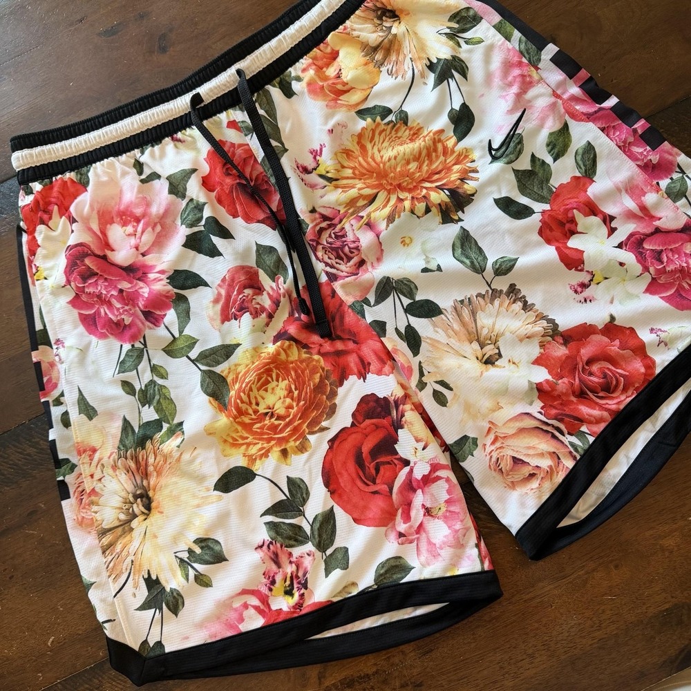 Nike Shorts Mens 3XL Multicolor Floral Dri-FIT Mesh Athletic Drawstring 9 Inseam